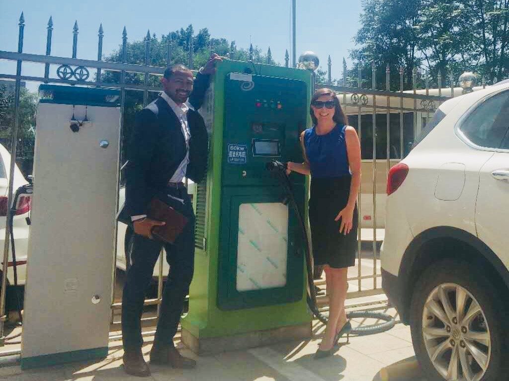 DC FAST EV CHARGING STATION OWNED AND OPERATED BY CHINA STATE GRID EV SERVICE CO. IN BEIJING, CHINA