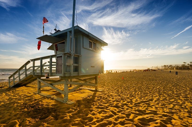 Swimming platform on the beach