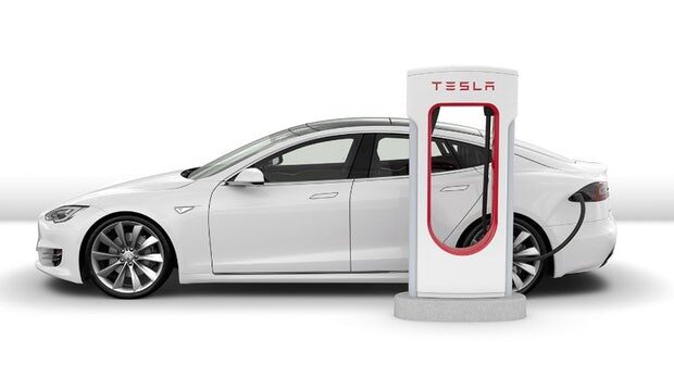 Tesla car with charger